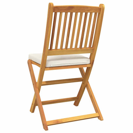 Fällstol med kudde 8 pcs Vit 49 x 57.5 x 92cm Massivt akaciaträ