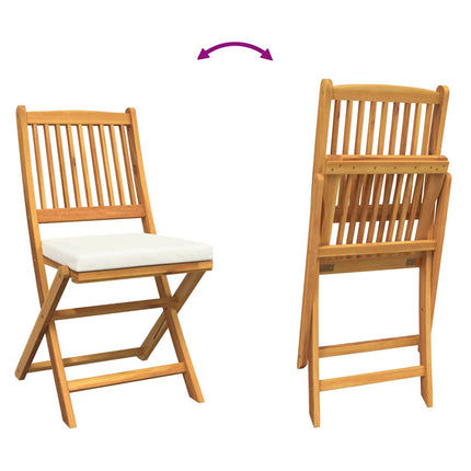 Fällstol med kudde 8 pcs Vit 49 x 57.5 x 92cm Massivt akaciaträ