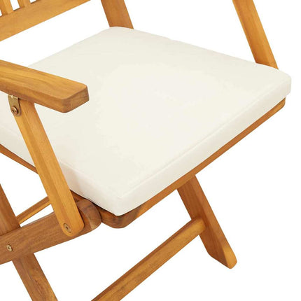 Fällstol med kudde 8 pcs Vit 49 x 57.5 x 92cm Massivt akaciaträ