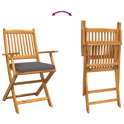 Fällstol med kudde 8 pcs Grå 49 x 57.5 x 92cm Massivt akaciaträ