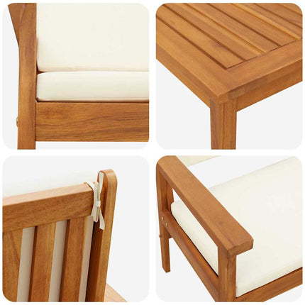 Trädgårdsoffset 3 pcs Brun 120 x 65,5 x 79 cm Massivt Akaciaträ
