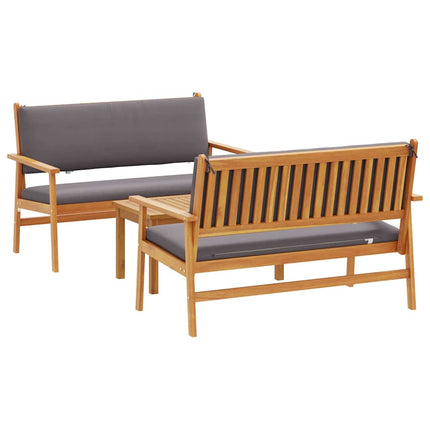 Trädgårdsoffset 3 pcs Brun 120 x 65,5 x 79 cm Massivt Akaciaträ