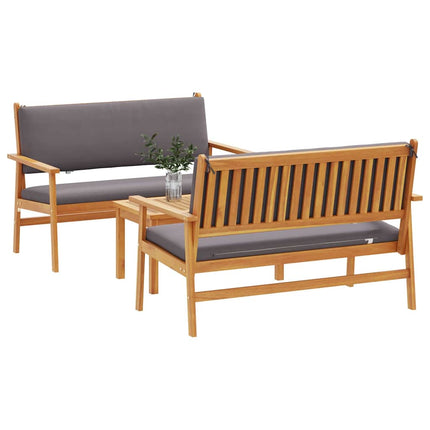 Trädgårdsoffset 3 pcs Brun 120 x 65,5 x 79 cm Massivt Akaciaträ