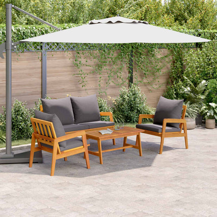Bistroset med kudde 4 pcs Brun Massivt Akaciaträ