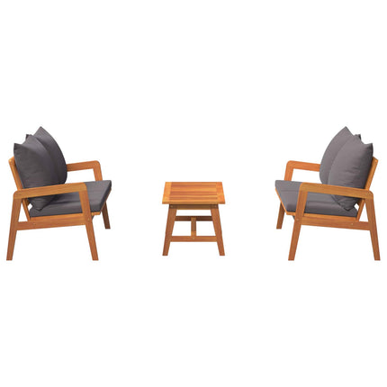 Bistroset med kudde 3 pcs Brun Massivt Akaciaträ