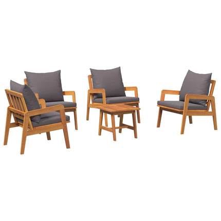 Bistroset med kudde 5 pcs Brun Massivt Akaciaträ