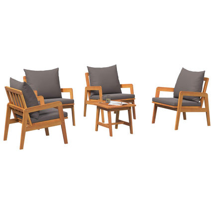 Bistroset med kudde 5 pcs Brun Massivt Akaciaträ