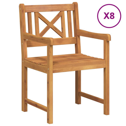 Trädgårdsstolar 8 pcs Naturlig Massivt Akaciaträ