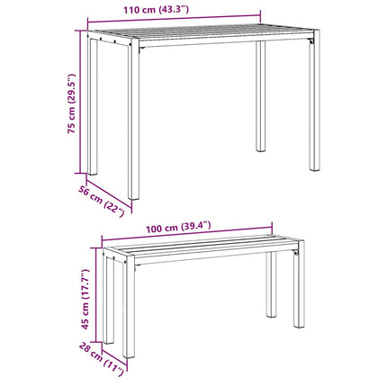 Trädgårdsmöbelset 3 pcs Antracit Stål