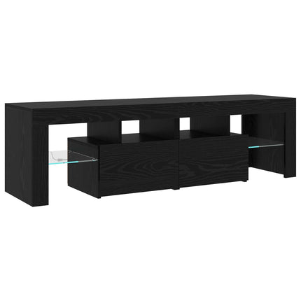 TV-skåp med LED 3 pcs Svart Ek 260 x 37 x 40 cm Konstruerat trä