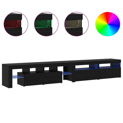 TV-skåp med LED 3 pcs Svart Ek 260 x 37 x 40 cm Konstruerat trä