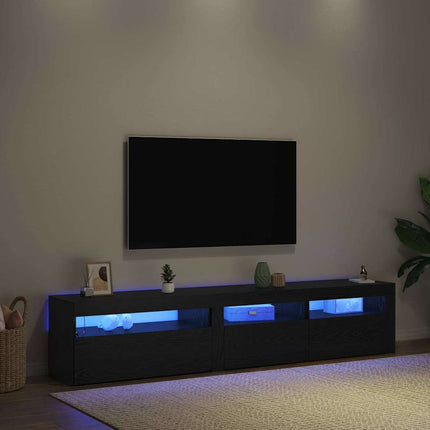 TV-skåp 2 pcs Svart Ek 195 x 35 x 40 cm Konstruerat trä