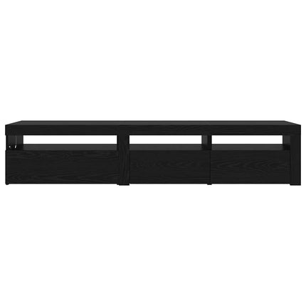 TV-skåp 2 pcs Svart Ek 195 x 35 x 40 cm Konstruerat trä