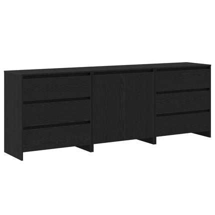 Sideboard med låda 3 pcs Svart 70 x 41 x 75 cm Konstruerat trä
