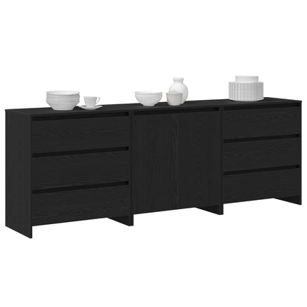 Sideboard med låda 3 pcs Svart 70 x 41 x 75 cm Konstruerat trä