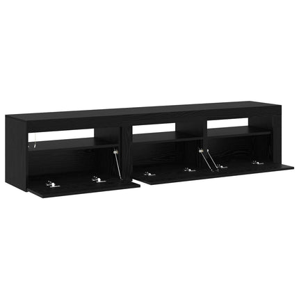 TV-skåp 2 pcs Svart Ek 180 x 35 x 40 cm Konstruerat trä