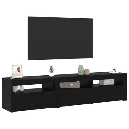 TV-skåp 2 pcs Svart Ek 180 x 35 x 40 cm Konstruerat trä
