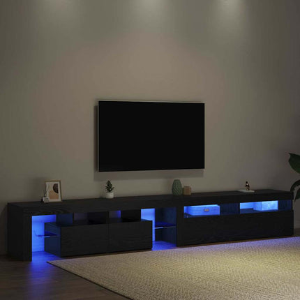 TV-skåp med LED 2 pcs Svart Ek 260 x 37 x 40 cm Konstruerat trä