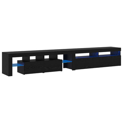 TV-skåp med LED 2 pcs Svart Ek 260 x 37 x 40 cm Konstruerat trä