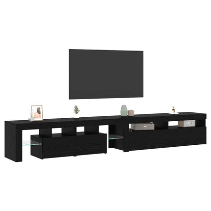 TV-skåp med LED 2 pcs Svart Ek 260 x 37 x 40 cm Konstruerat trä