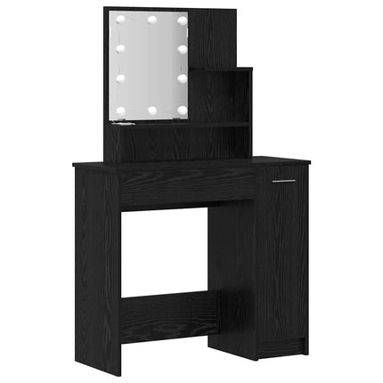 LED Sminkbord Set 2 st Svart Ek 86,5 x 35 x 136 cm