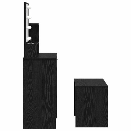 LED Sminkbord Set 2 st Svart Ek 86,5 x 35 x 136 cm