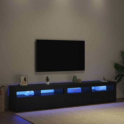 TV-skåp 2 pcs Svart Ek 210 x 35 x 40 cm Konstruerat trä