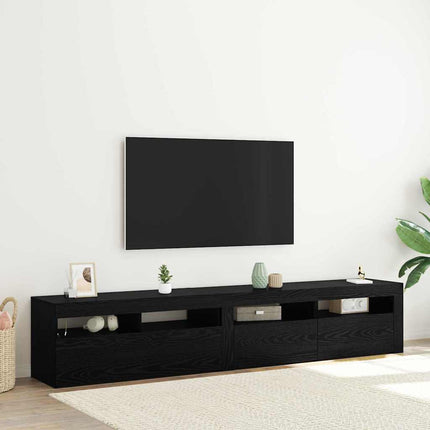 TV-skåp 2 pcs Svart Ek 210 x 35 x 40 cm Konstruerat trä