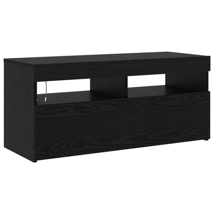 TV-skåp 2 pcs Svart Ek 210 x 35 x 40 cm Konstruerat trä
