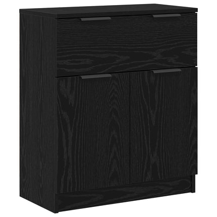 Sideboard 3 pcs Svart Ek 181 x 30 x 70 cm Konstruerat trä