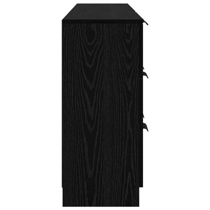 Sideboard 3 pcs Svart Ek 181 x 30 x 70 cm Konstruerat trä