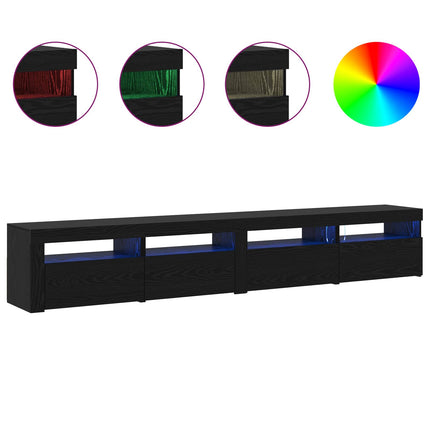 TV-bänkset 3 pcs Svart Ek 240 x 35 x 40 cm Konstruerat trä