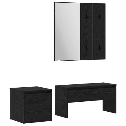 Hallmöbelset 3 pcs Svart ek 80 x 31 x 40 cm Konstruerat trä