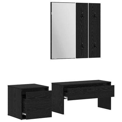 Hallmöbelset 3 pcs Svart ek 80 x 31 x 40 cm Konstruerat trä