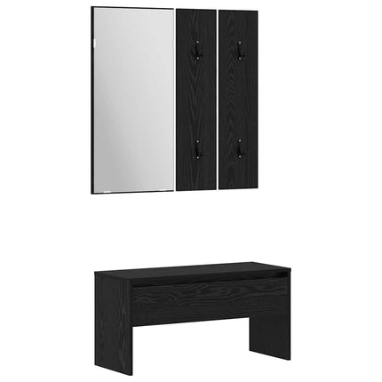 Hallmöbelset 3 pcs Svart ek 80 x 31 x 40 cm Konstruerat trä