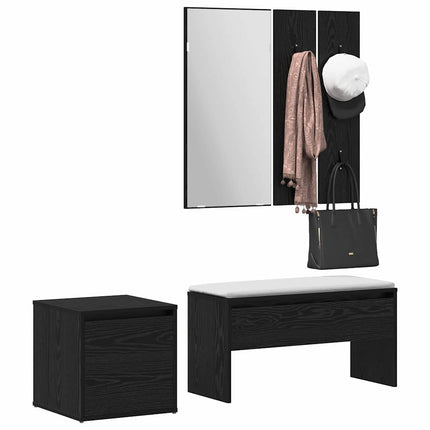 Hallmöbelset 3 pcs Svart ek 80 x 31 x 40 cm Konstruerat trä