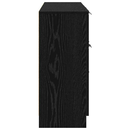Sideboard med låda 3 pcs Svart Ek Konstruerat trä