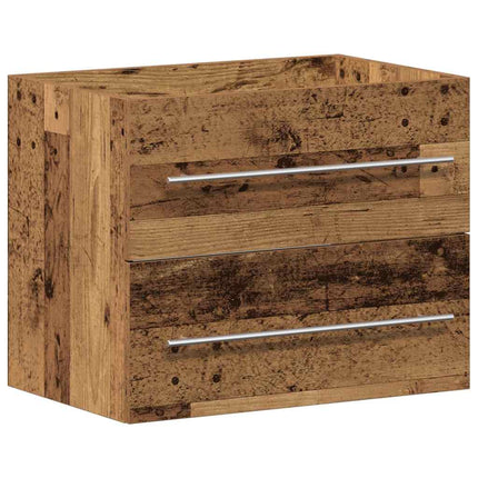 Badrumsskåp med handfat med låda Väggmonterad 2 pcs Gammalt trä