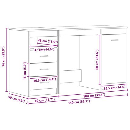 Skrivbord 2 pcs Svart Ek 140 x 50 x 76 cm Konstruerat trä