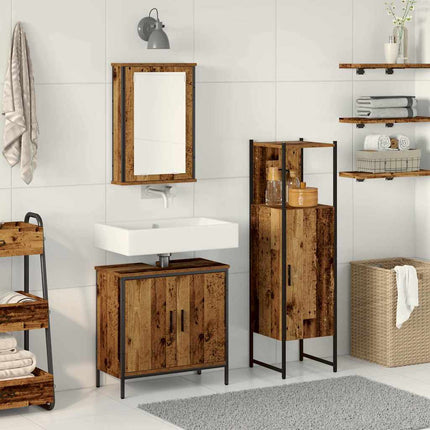 Badrumsmöbelset 3 pcs Brun 33 x 33 x 120.5 cm Konstruerat trä