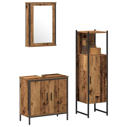 Badrumsmöbelset 3 pcs Brun 33 x 33 x 120.5 cm Konstruerat trä