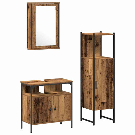Badrumsmöbelset 3 pcs Brun 33 x 33 x 120.5 cm Konstruerat trä