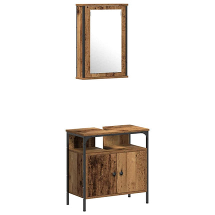 Badrumsmöbelset 3 pcs Brun 33 x 33 x 120.5 cm Konstruerat trä