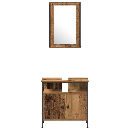 Badrumsmöbelset 3 pcs Brun 33 x 33 x 120.5 cm Konstruerat trä