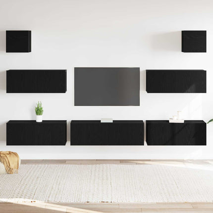 TV-bänkset 7 st 100 x 30 x 30 cm Svart Ek