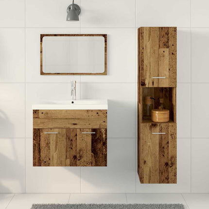Badrumsmöbelset med hylla med dörr 4 pcs Brun Konstruerat trä