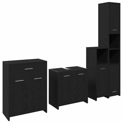 Badrumsmöbelset 4 st Svart Ek 30 x 30 x 183,5 cm