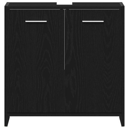 Badrumsmöbelset 4 st Svart Ek 30 x 30 x 183,5 cm