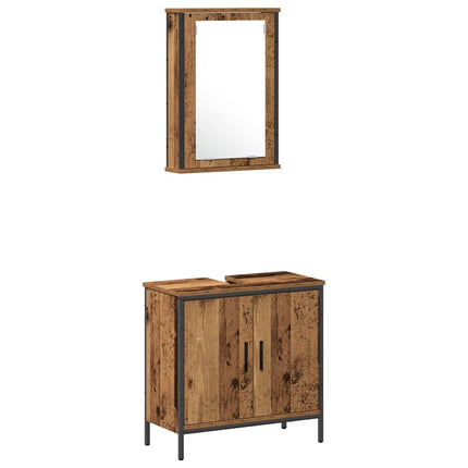 Badrumsmöbelset med hylla med dörr 4 pcs Brun Konstruerat trä