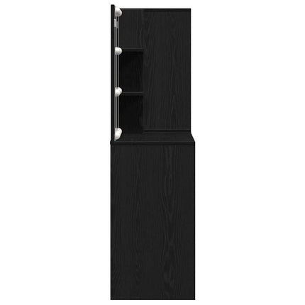 LED Sminkbord Set Svart Ek 140 x 40 x 140 cm Konstruerat trä